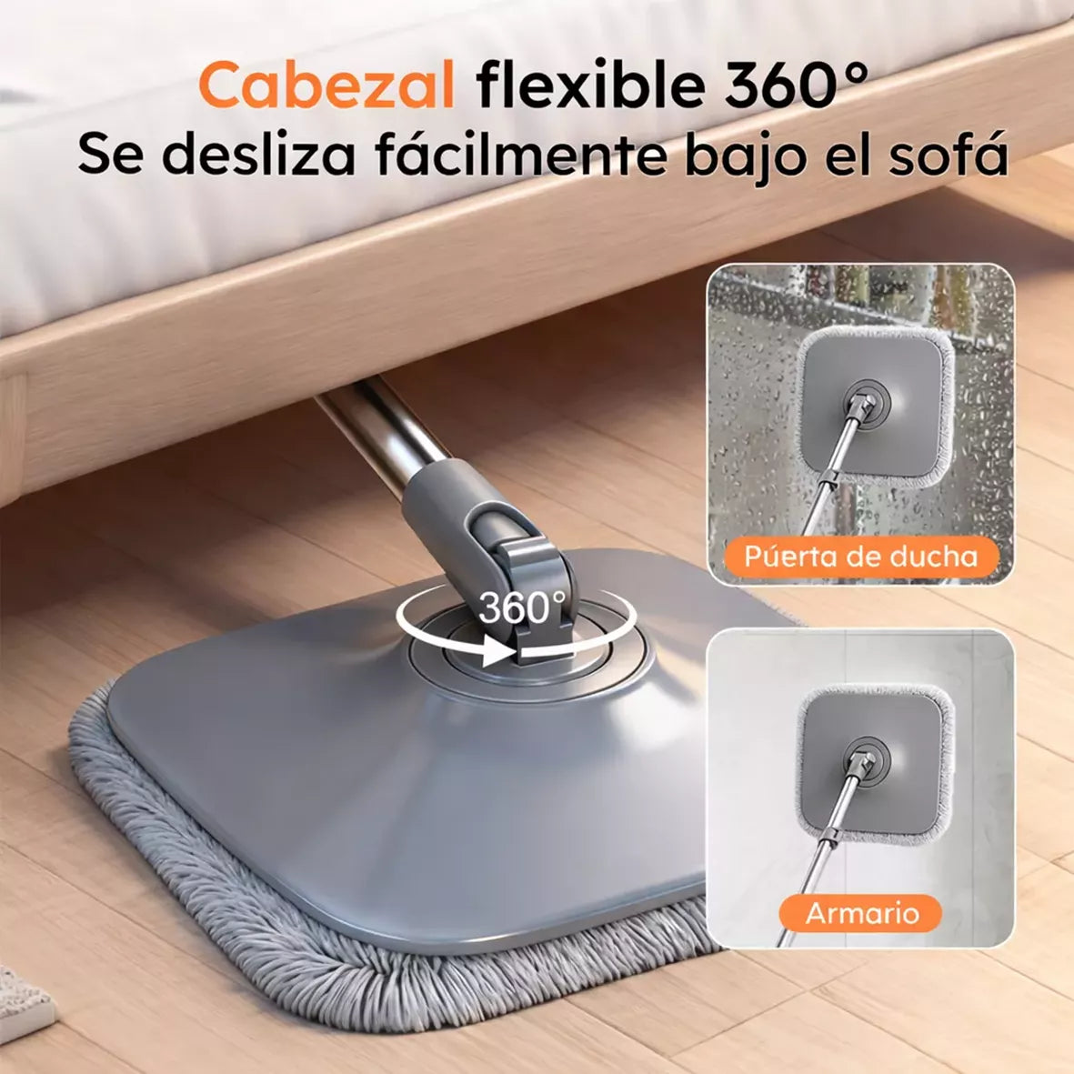 MOPA GIRATORIA CON CUBO + 2 MOPAS DE REPUESTO 🎁 GRATIS 🤩