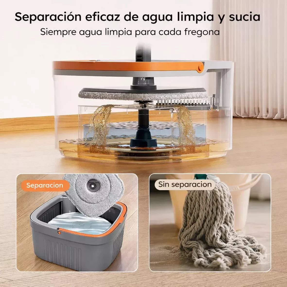 MOPA GIRATORIA CON CUBO + 2 MOPAS DE REPUESTO 🎁 GRATIS 🤩